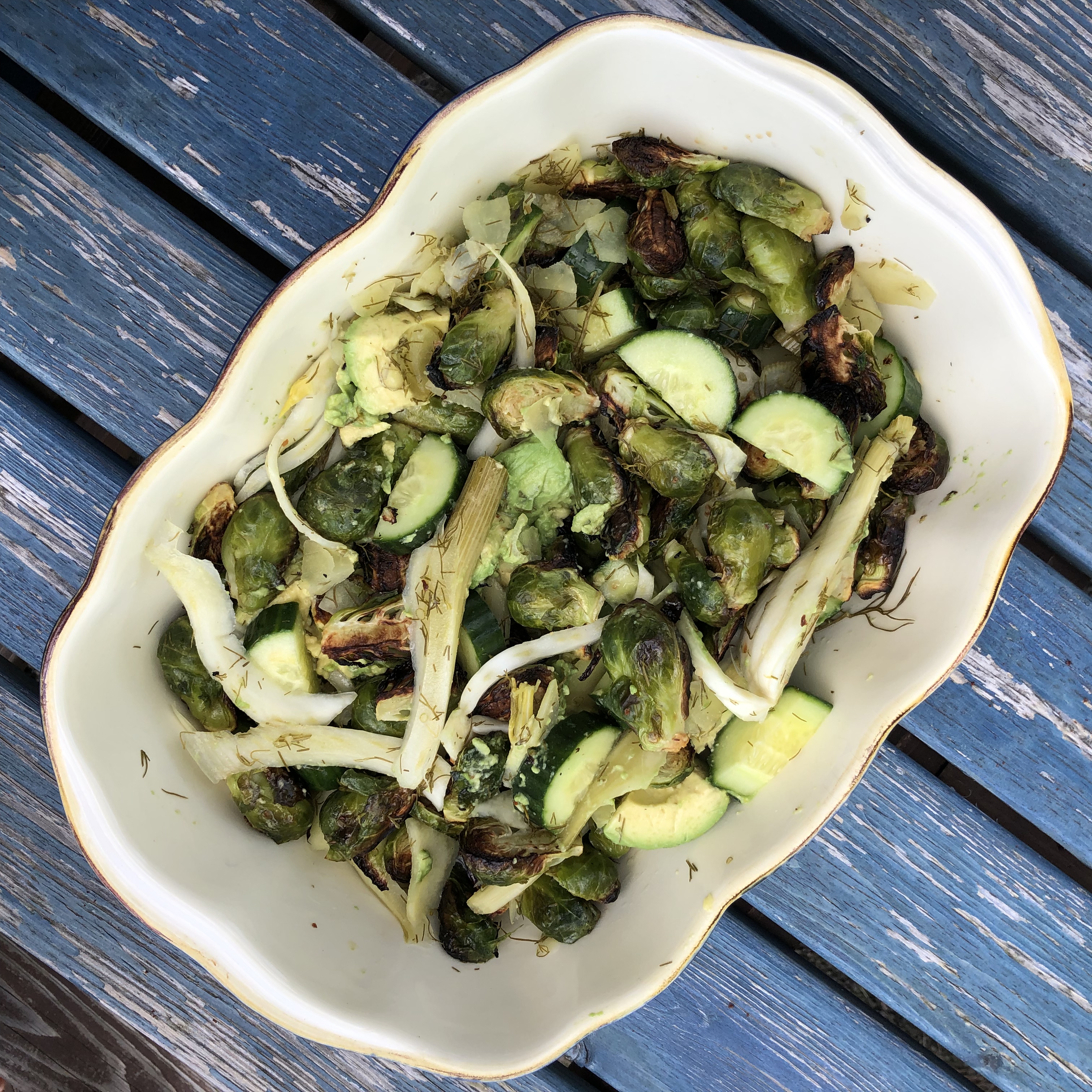 Cultured Fennel, Avocado & Roasted Brussels Salad: Two Ways (paleo, keto, vegan)